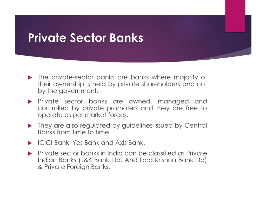 private sector banks