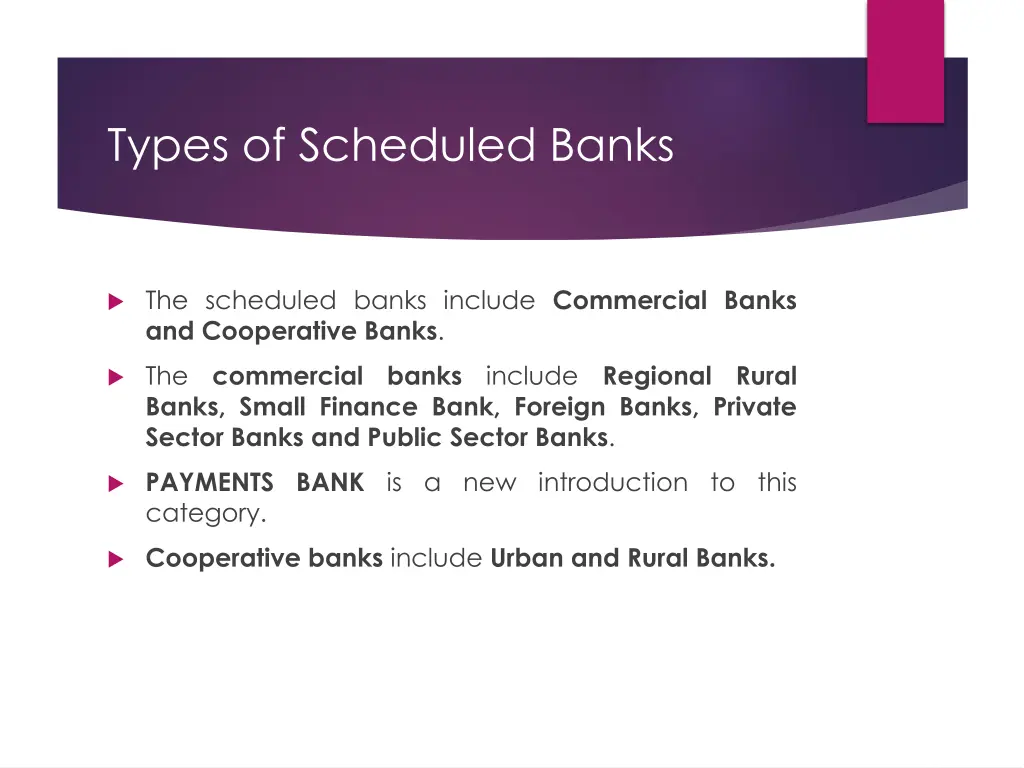 types of scheduled banks