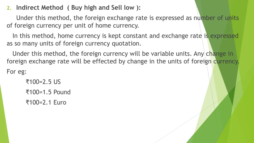 2 indirect method buy high and sell low under