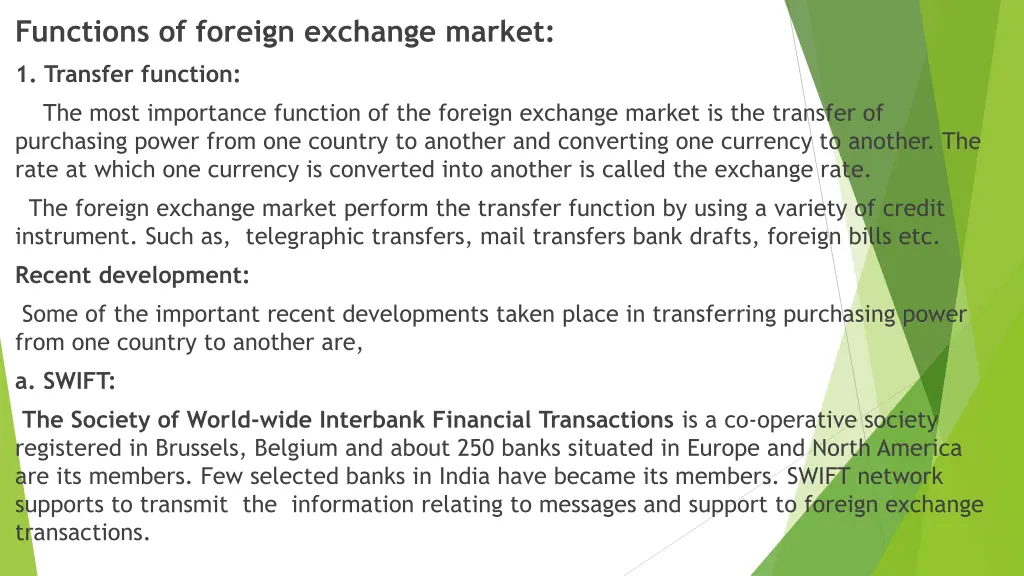 functions of foreign exchange market 1 transfer