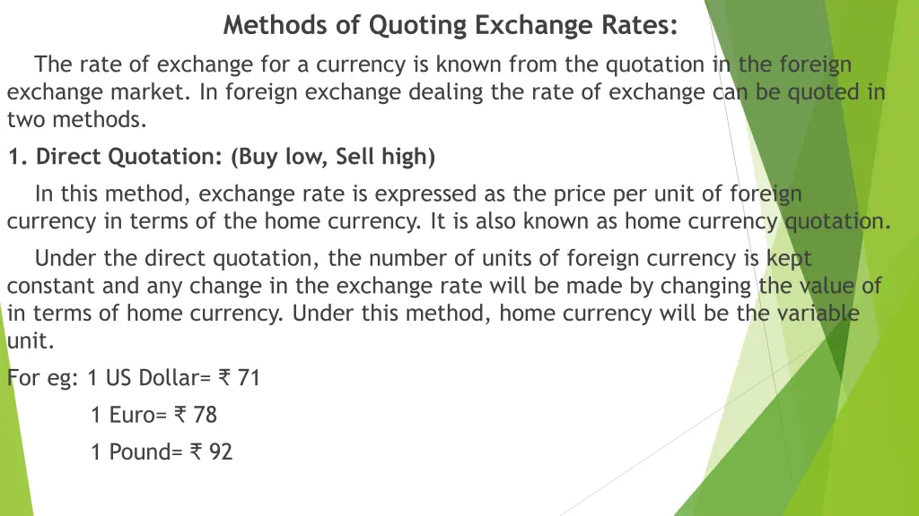 methods of quoting exchange rates the rate