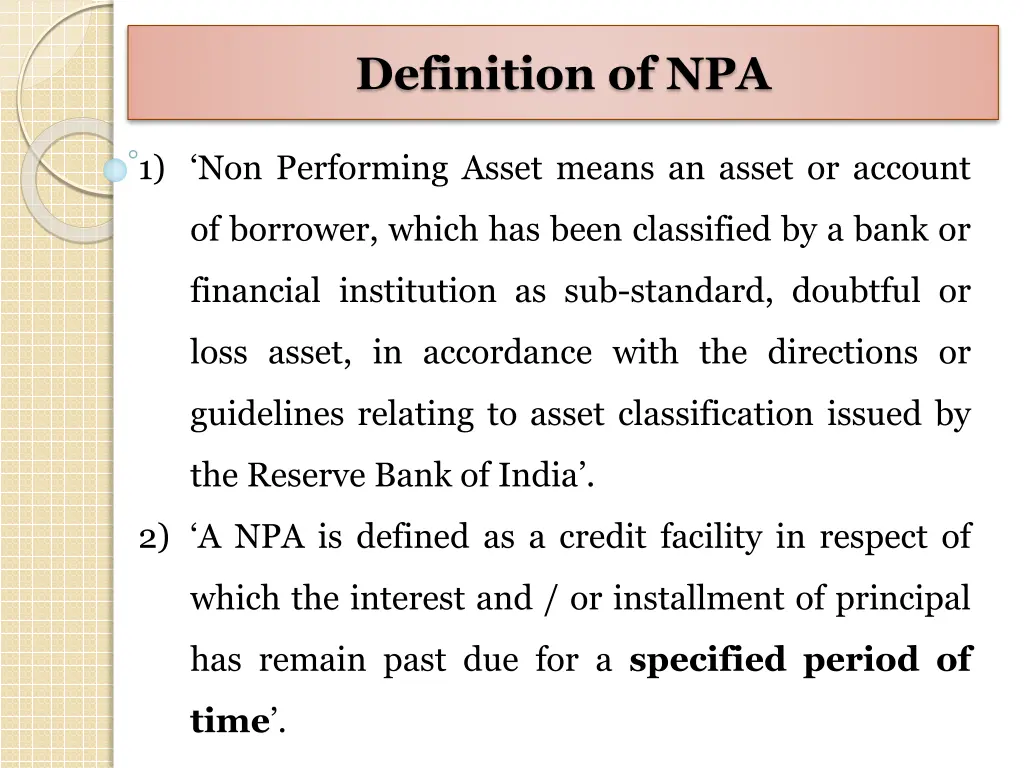 definition of npa