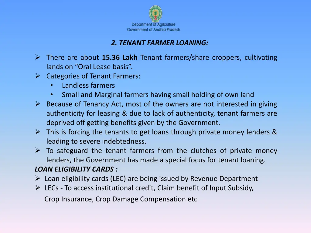 2 tenant farmer loaning