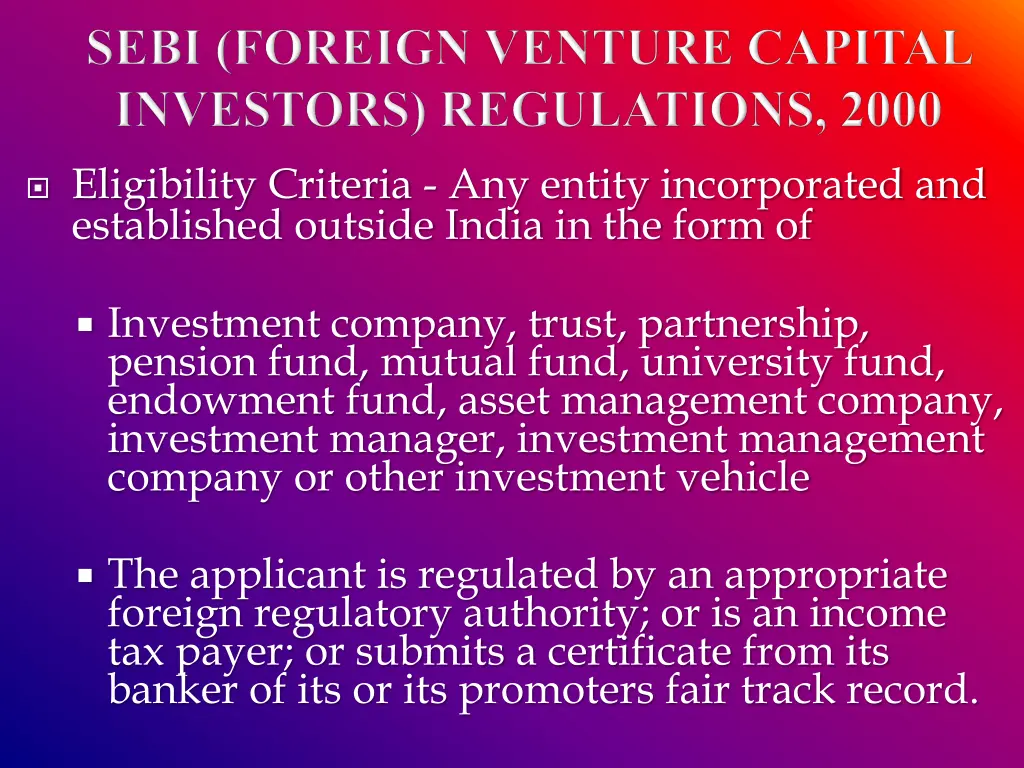 eligibility criteria any entity incorporated