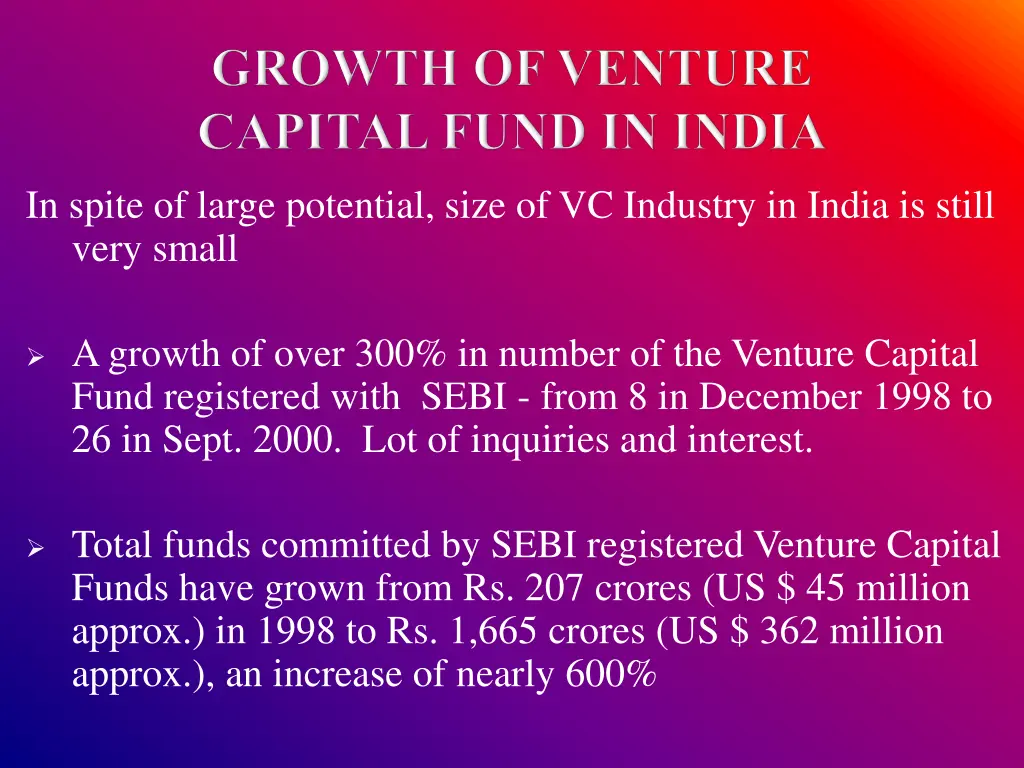 in spite of large potential size of vc industry