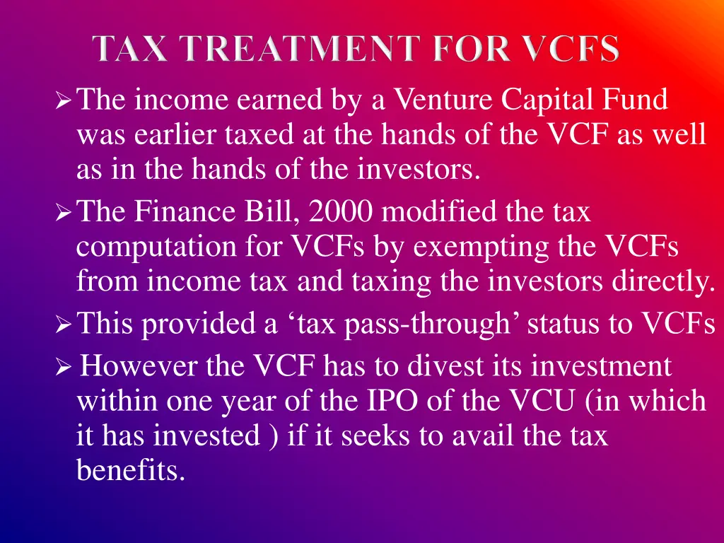 the income earned by a venture capital fund