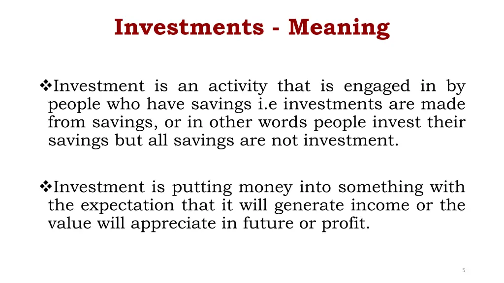 investments meaning