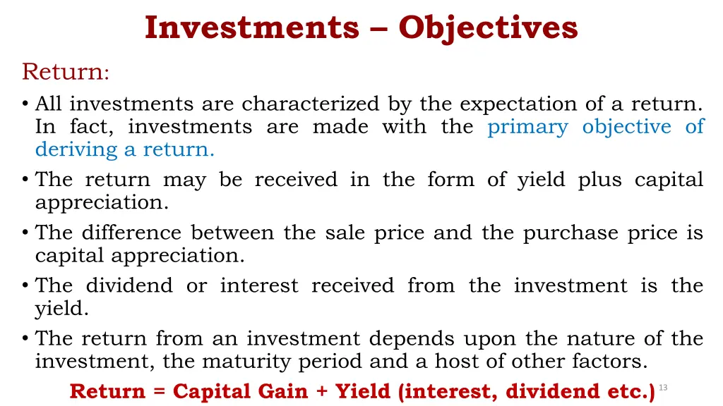 investments objectives 1