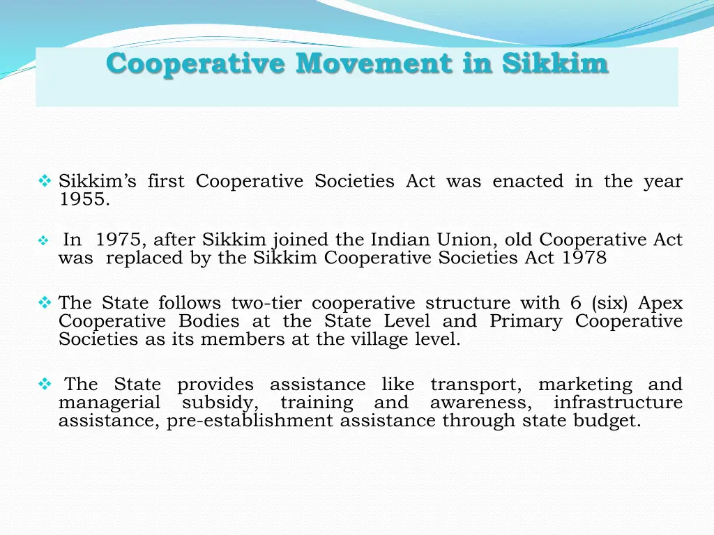 cooperative movement in sikkim