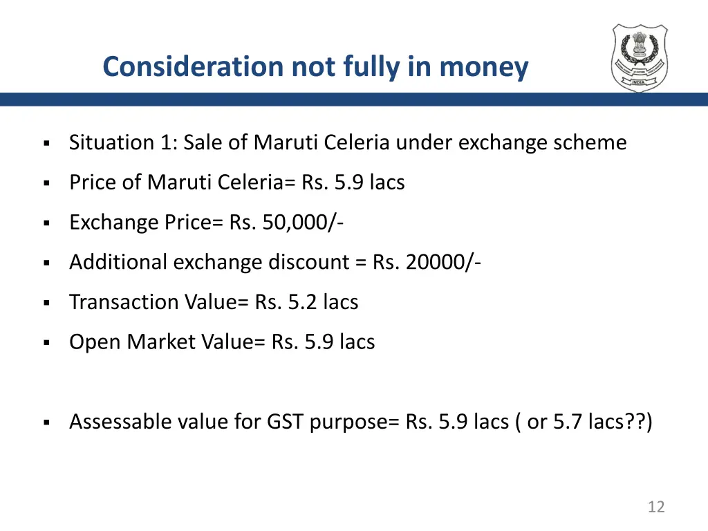 consideration not fully in money