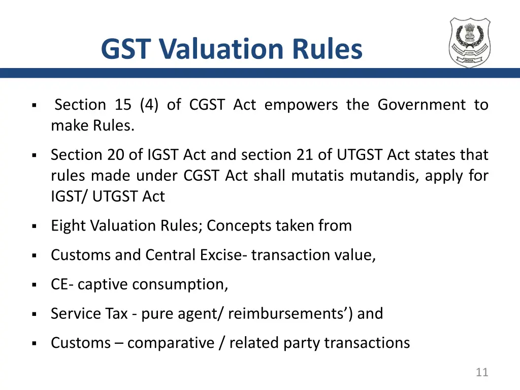 gst valuation rules