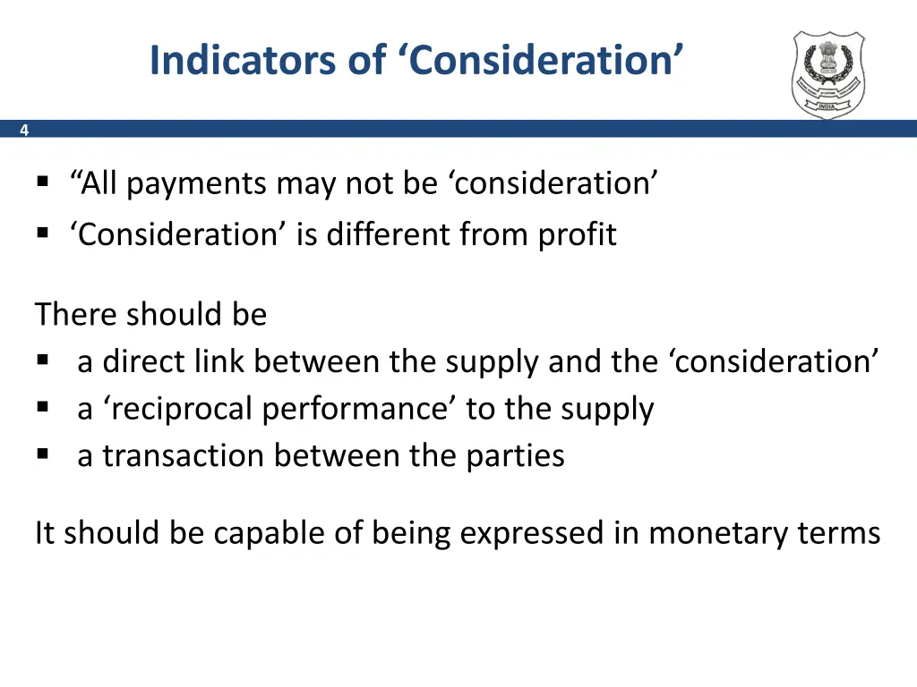 indicators of consideration