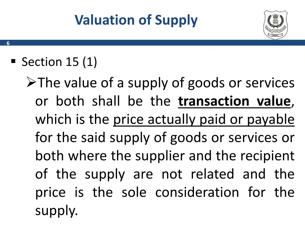 valuation of supply