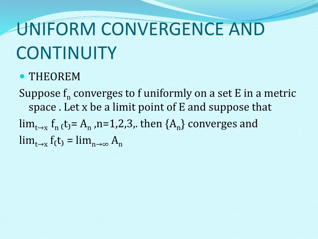 uniform convergence and continuity theorem