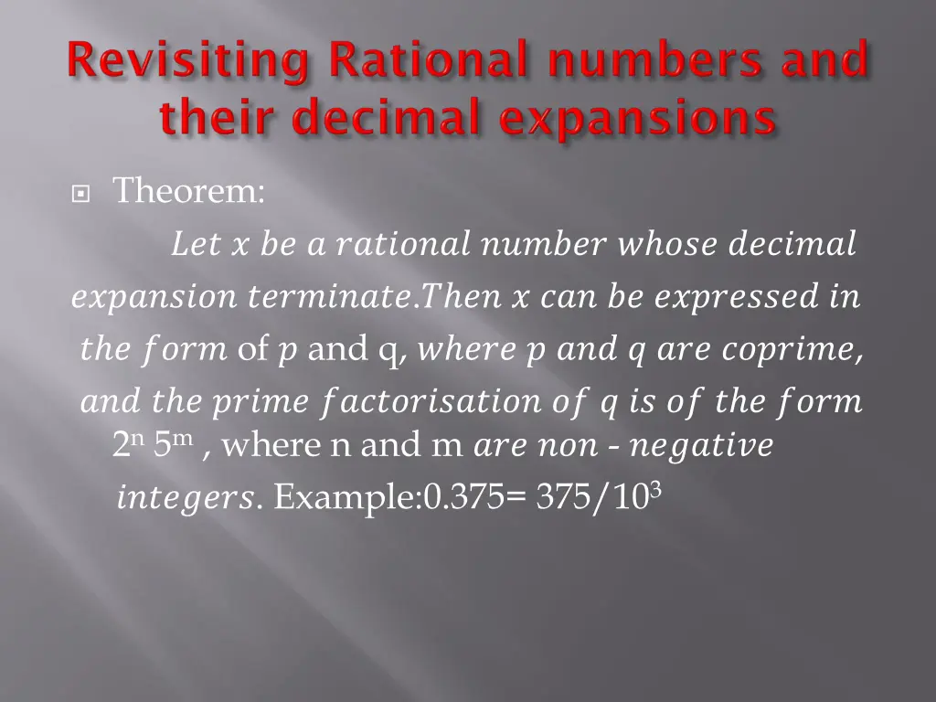 theorem of and q 2 n 5 m where n and m example