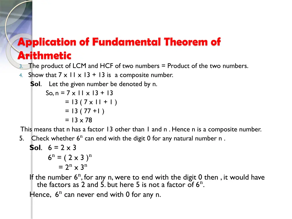 application of fundamental theorem of arithmetic 1