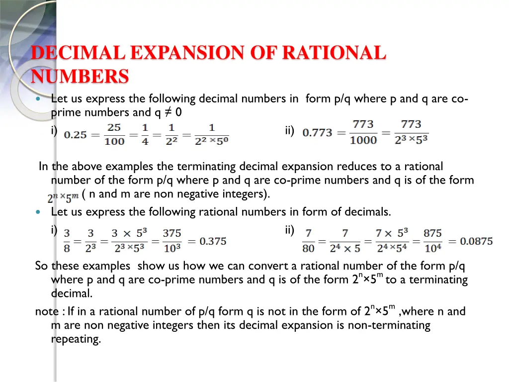 decimal expansion of rational numbers