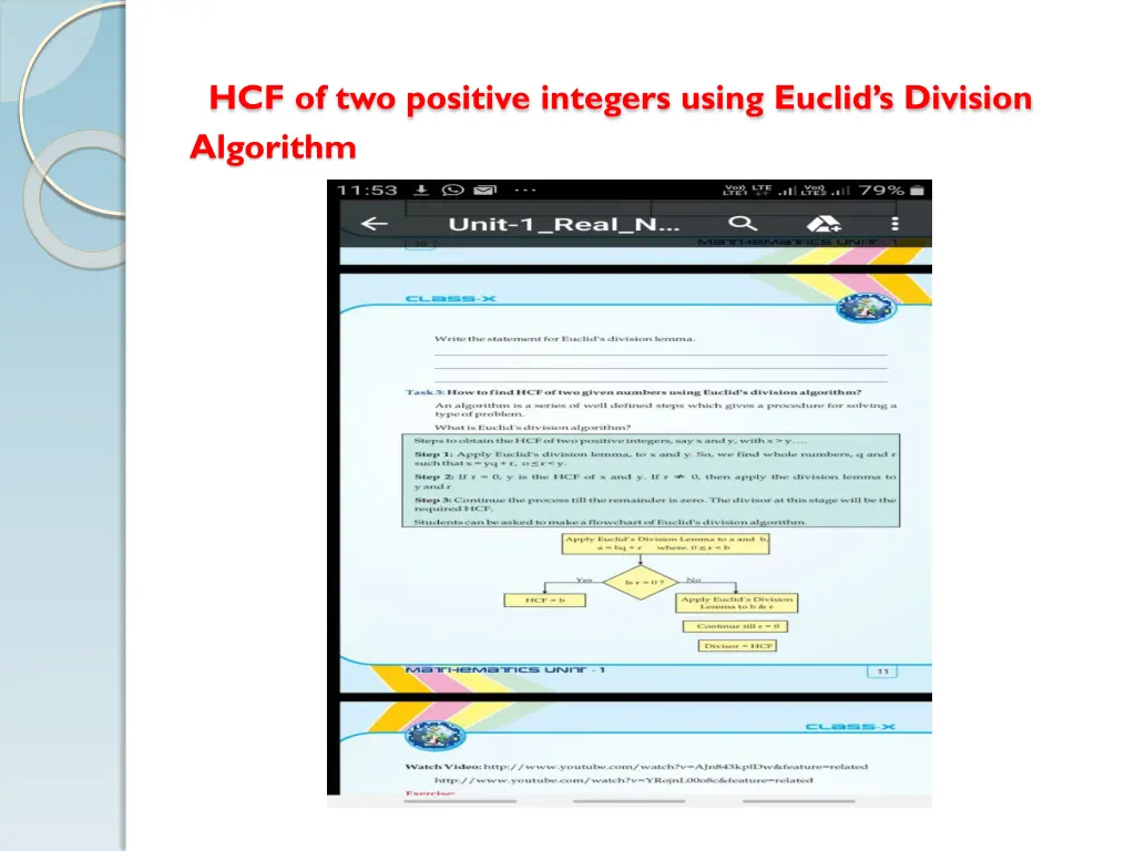 hcf of two positive integers using euclid