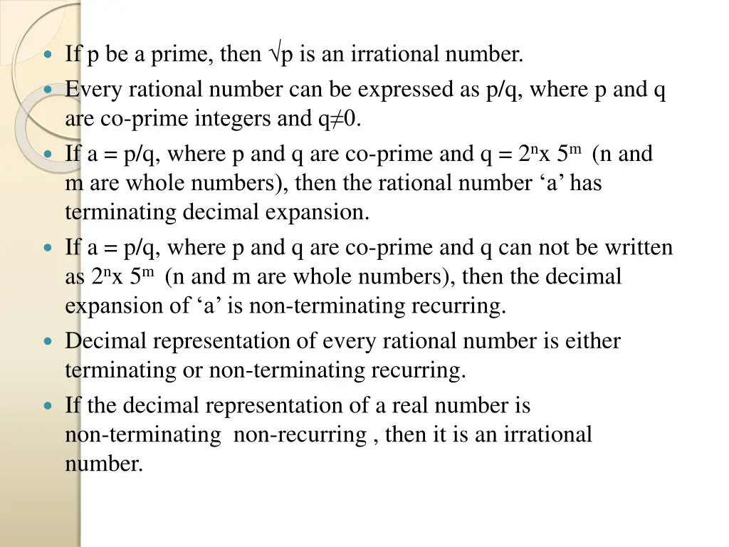 if p be a prime then p is an irrational number