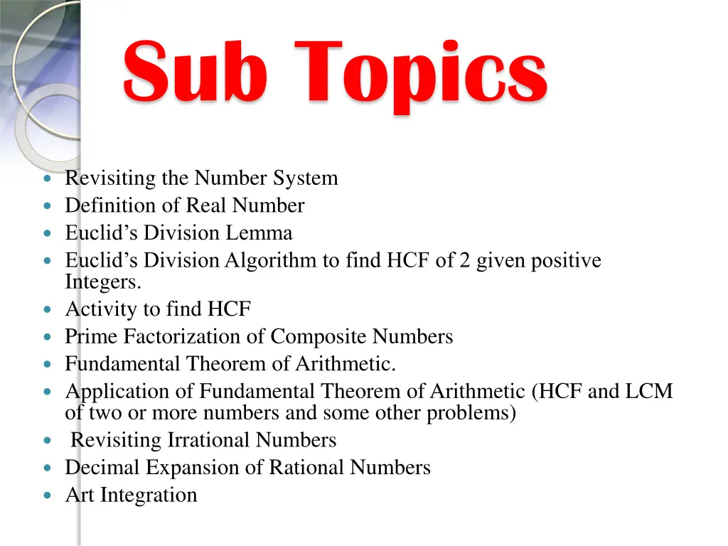 sub topics