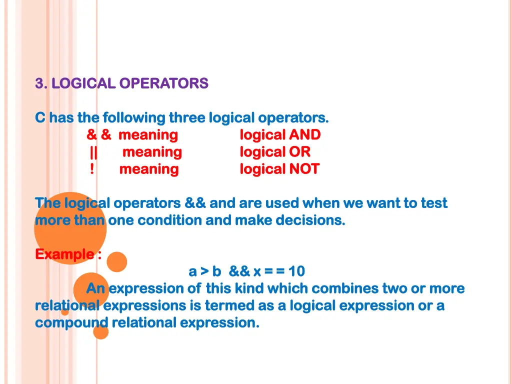 3 logical operators 3 logical operators