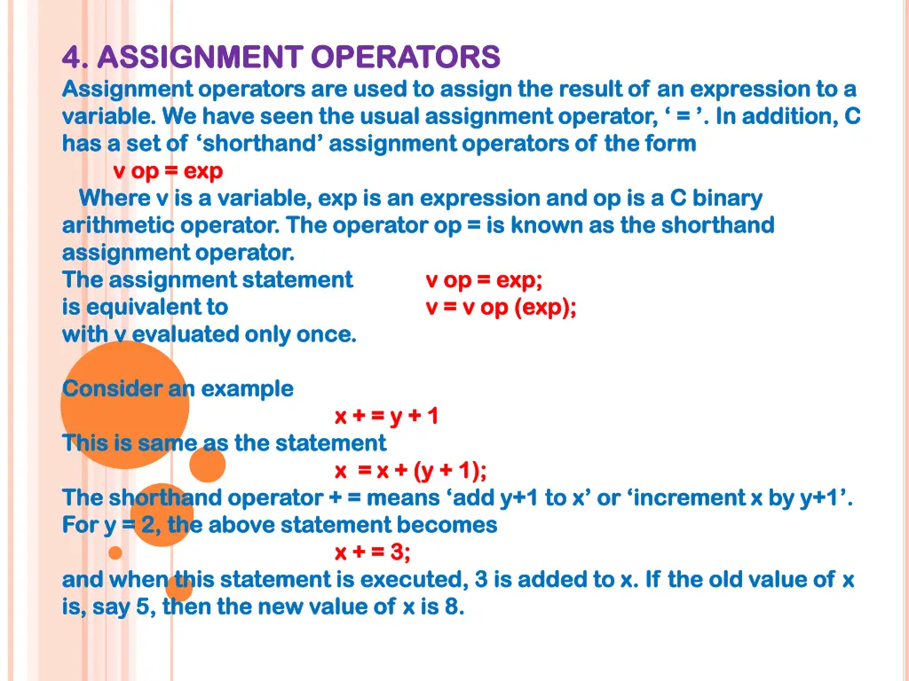 4 assignment operators 4 assignment operators