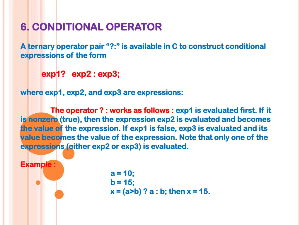 6 conditional operator 6 conditional operator