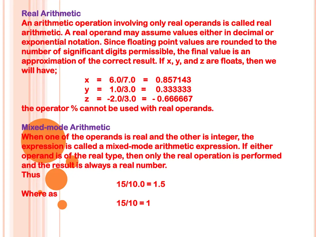 real arithmetic real arithmetic an arithmetic