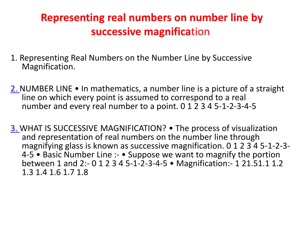 representing real numbers on number line