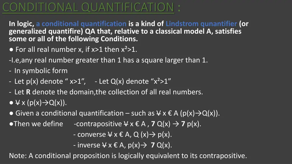 conditional quantification