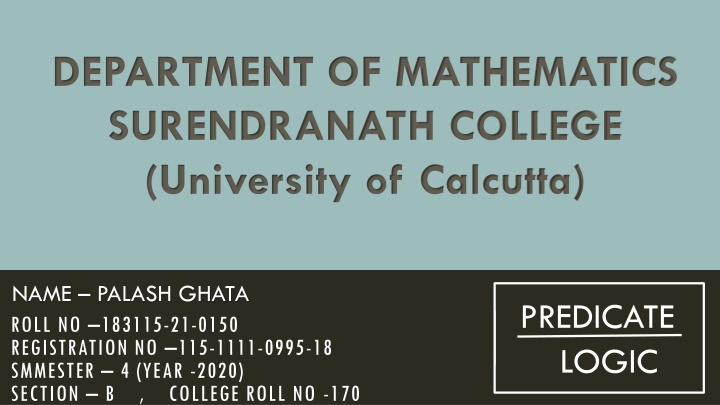 department of mathematics surendranath college