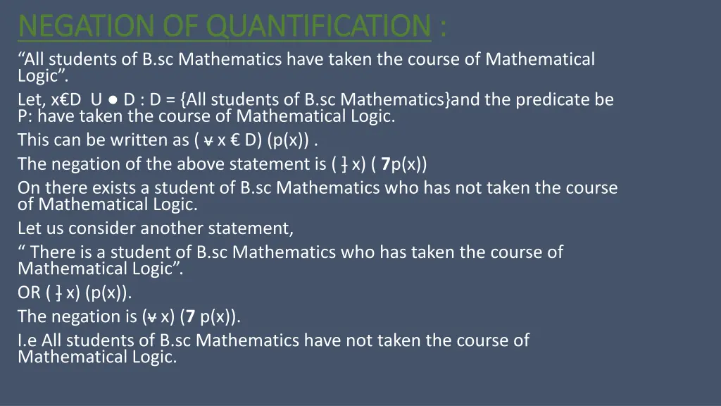 negation of quantification negation