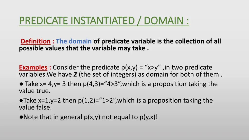 predicate instantiated domain predicate