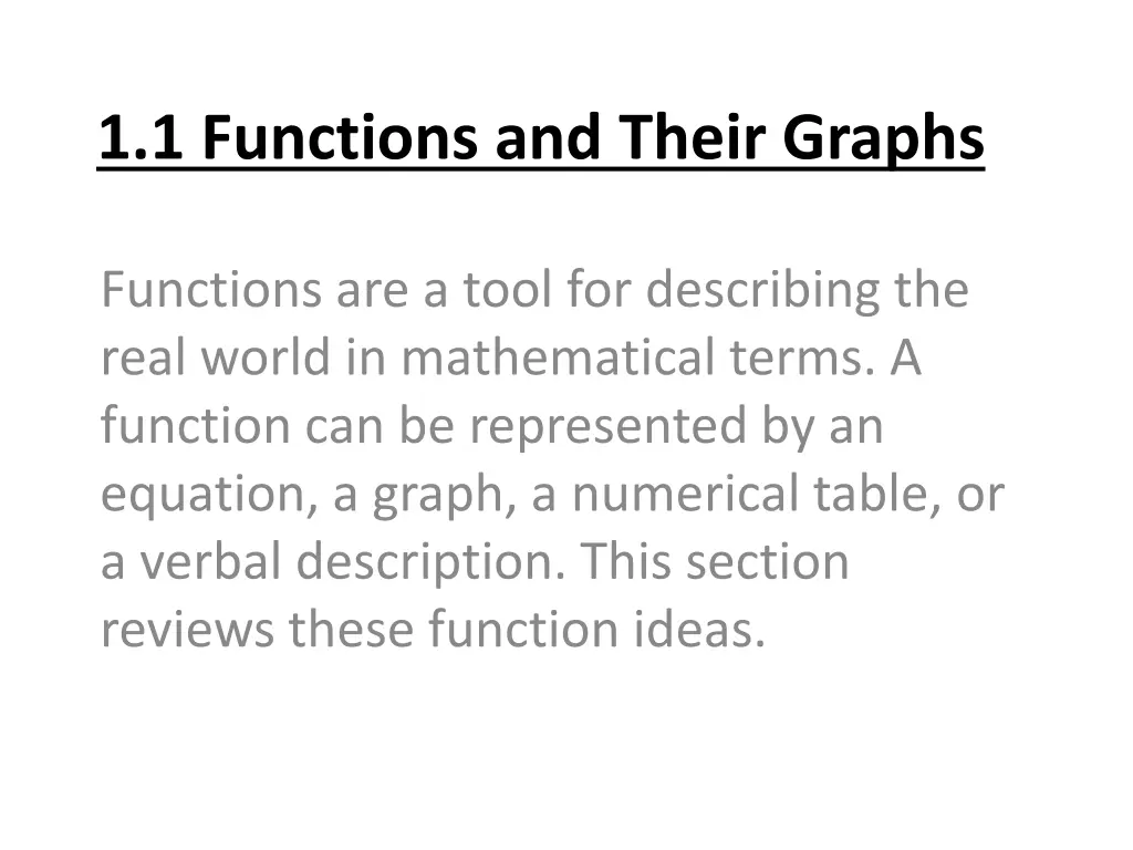 1 1 functions and their graphs