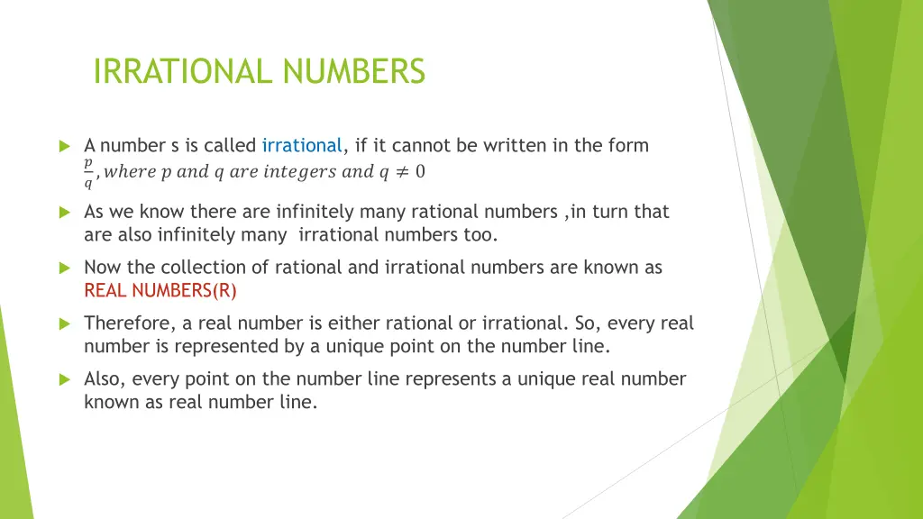 irrational numbers