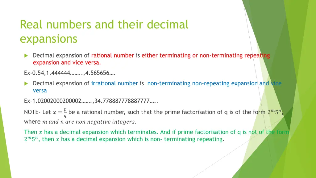 real numbers and their decimal expansions