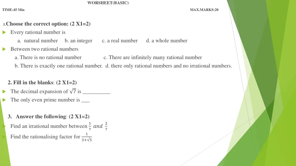 worsheet basic