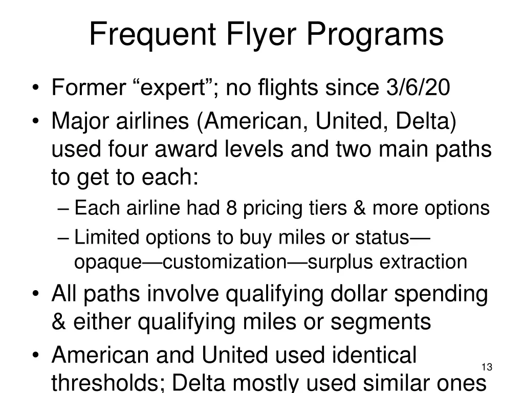 frequent flyer programs