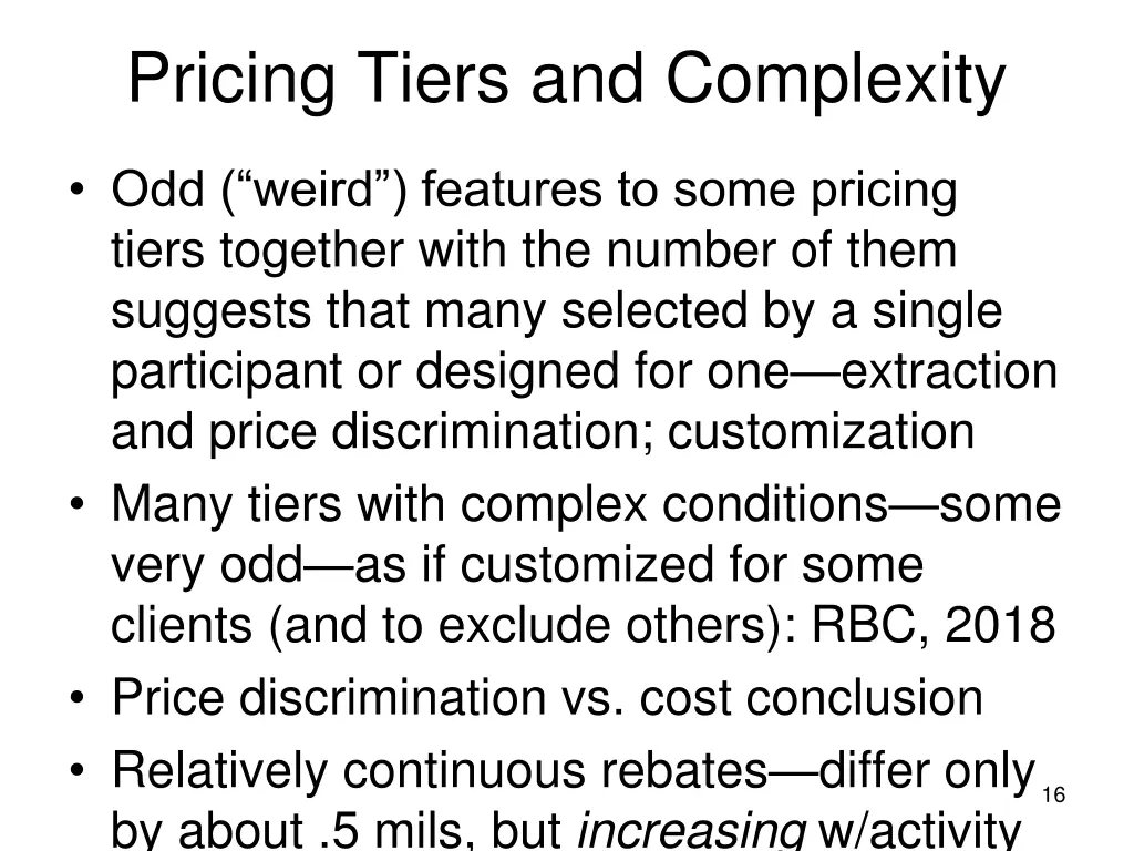 pricing tiers and complexity