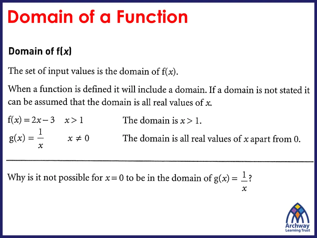 domain of a function