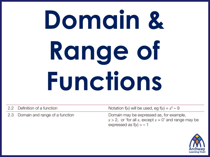 domain range of functions