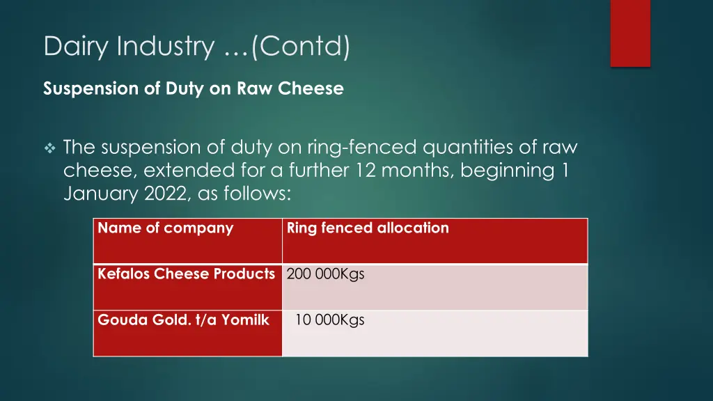 dairy industry contd