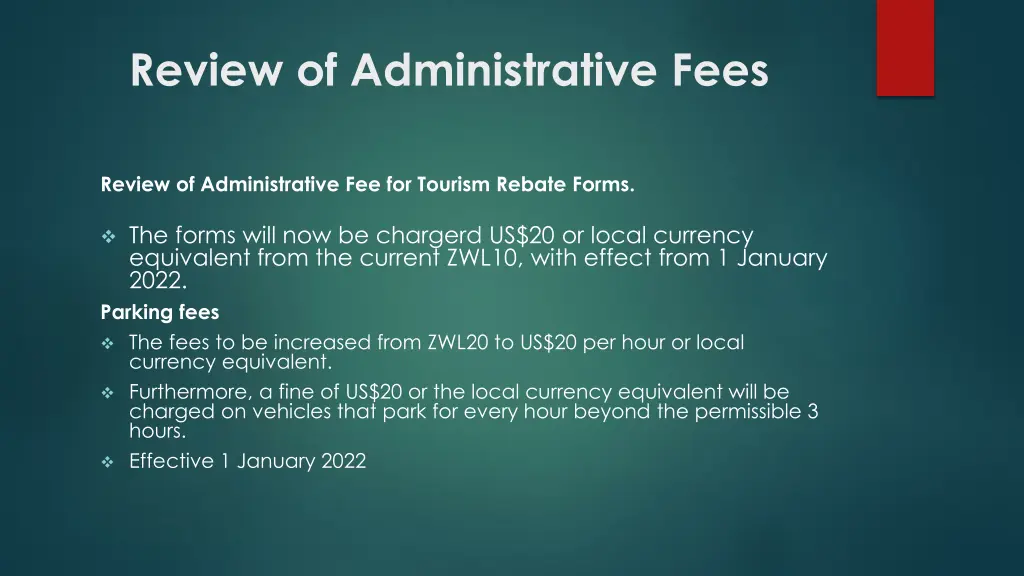 review of administrative fees