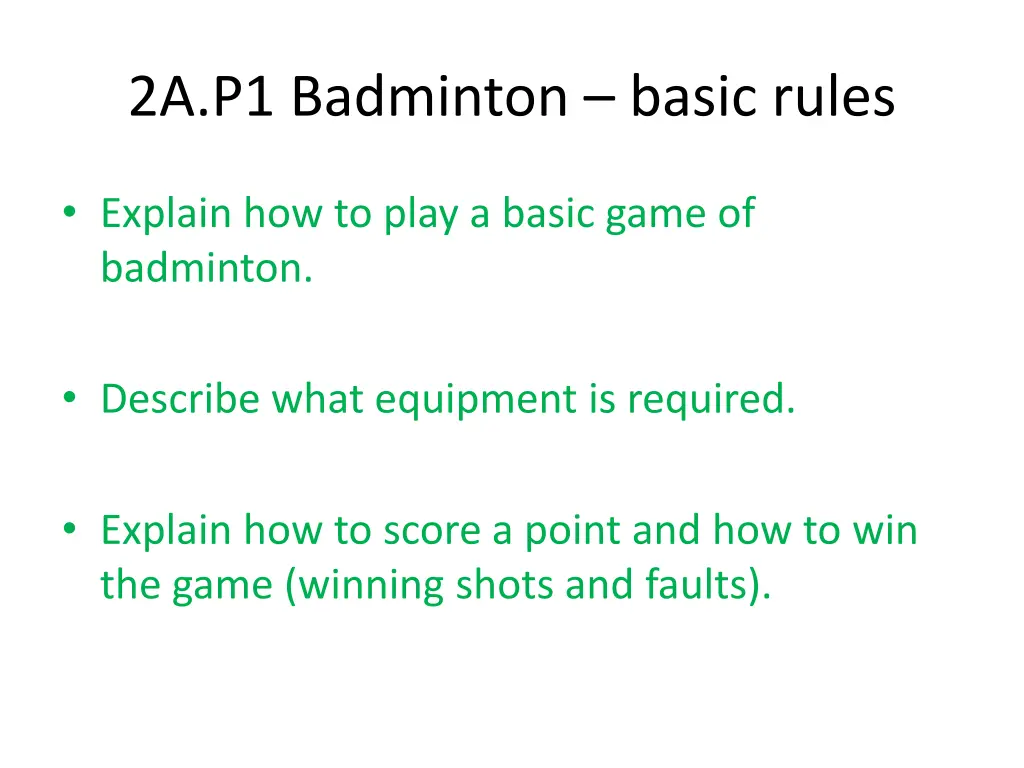 2a p1 badminton basic rules