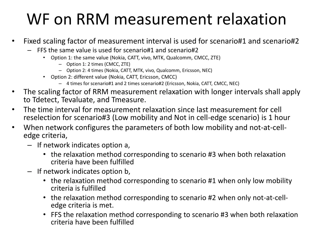 wf on rrm measurement relaxation