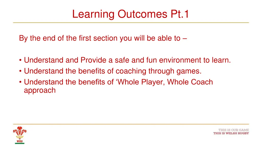 learning outcomes pt 1