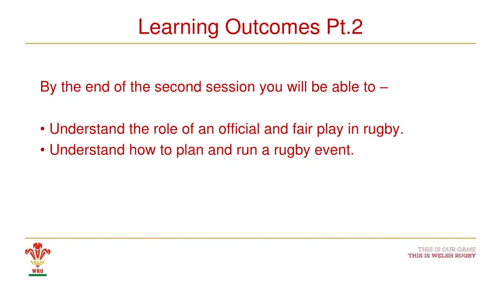 learning outcomes pt 2