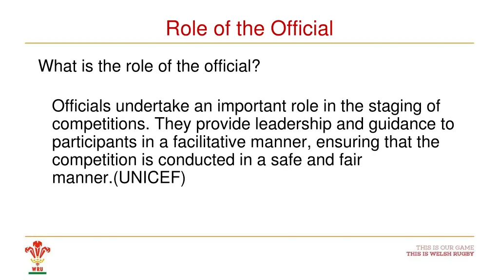 role of the official