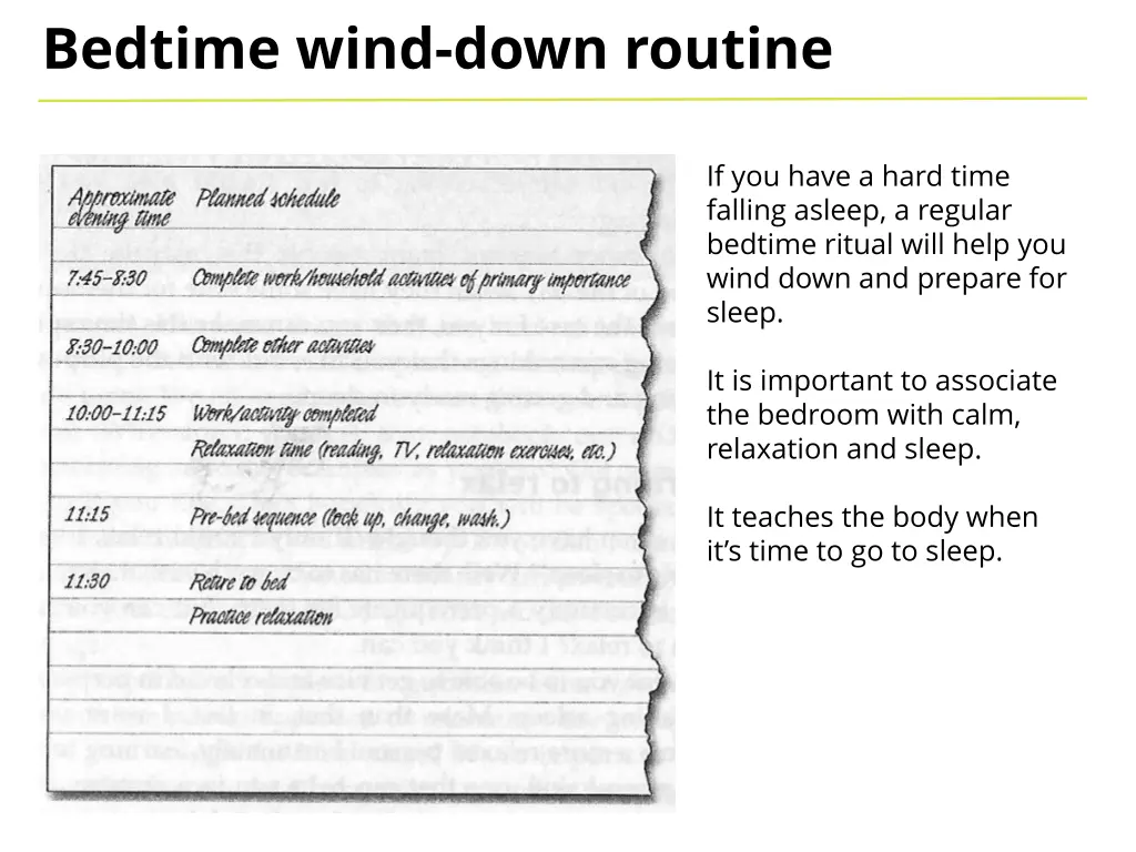 bedtime wind down routine