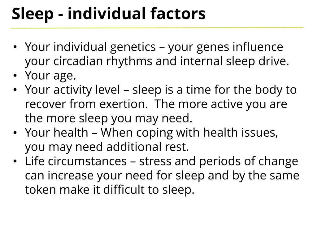 sleep individual factors